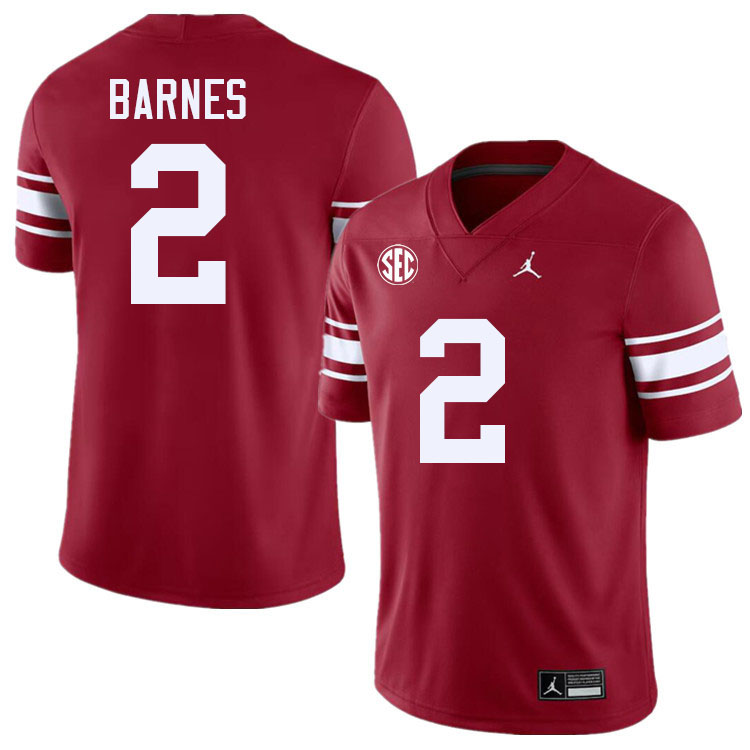 Men #2 Jovantae Barnes Oklahoma Sooners 2024 SEC Conference College Football Jerseys-Throwback